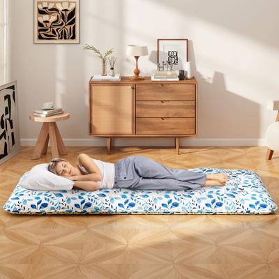 Draagbare Opvouwbare Futon Matras Japanse Futon Matras Wasbare Hoes Vloermatras met Draagtas Blauw 90 x 200 cm