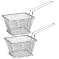 Frietmandje/serveermandje - Set van 4x stuks - zilver - RVS - 20,5 x 9 x 11 cm
