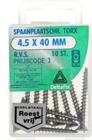 Sp.pl.schr.torx 4,5x40mm rvs 10st - Deltafix Sp.pl.schr.torx 4,5x40mm rvs 10st - Deltafix