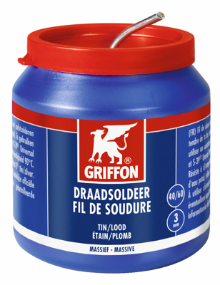 Griffon Draadsoldeer Tin/Lood 40/60 Massief | Ø 3.0 mm Pot | 500 g - 1236227