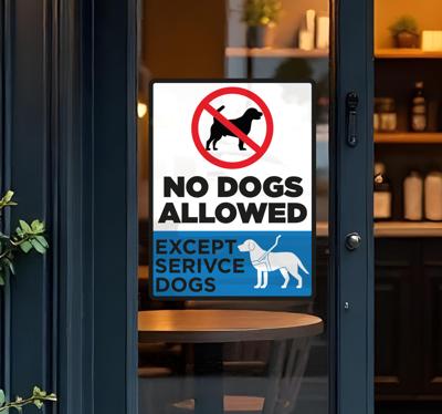 No dogs allowed except service dogs etalage sticker