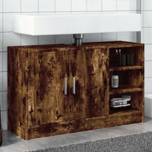 Wastafelkast 90x29x55 cm bewerkt hout gerookt eikenkleurig