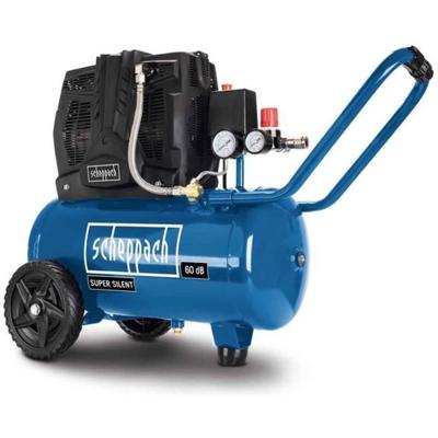 Stille horizontale tweecilinder luchtcompressor Scheppach HC25Si - 24 L - 1100W - 8 bar - 1.5 PK