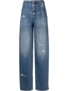 MM6 Maison Margiela jean droit à effet usé - Bleu