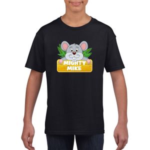 T-shirt zwart voor kinderen met muisje Mighty mike