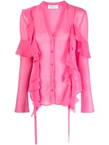 Blumarine blouse en soie à effet transparence - Rose