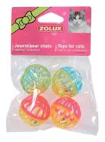 Zolux kattenspeelgoed bal twist met bel assorti (4 CM 4 ST) - thumbnail