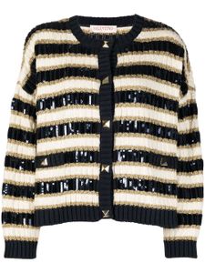 Valentino Garavani cardigan Rockstud brodé de sequins - Tons neutres