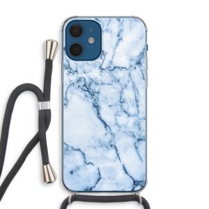 Blauw marmer: iPhone 12 Transparant Hoesje met koord