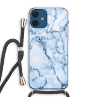 Blauw marmer: iPhone 12 Transparant Hoesje met koord