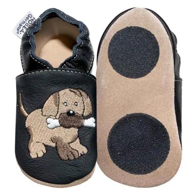 Hobea babyslofjes extra antislip Hund Schwarz-26-27