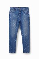 Loose fit spijkerbroek met laserprint - BLUE - 32