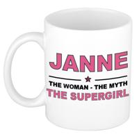 Janne cadeau mok - Woman Myth Supergirl - naam koffiemok - 300 ml - collega - moederdag