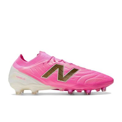 New Balance Tekela V5 Elite Low Gras Voetbalschoenen (FG) Felroze Wit Goud