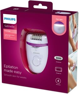 Philips Satinelle Essential Met Opti-light voor de benen, Compacte epilator met snoer