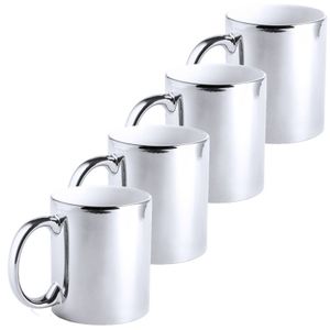 4x Zilveren bekers/mokken metallic 350 ml