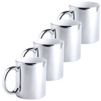 4x Zilveren bekers/mokken metallic 350 ml