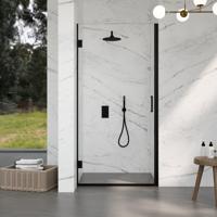 Fortifura Galeria Douchedeur - 90x200cm - scharnieren - deurgreep - vlak - helder veiligheidsglas - Mat zwart SW1122548/SW1122561