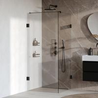 BRAUER Void Carving Douchecabine - 90x90x200cm - draaideur - glascoating - omkeerbaar - helder glas - mat zwart GS-VOCC1H9090200MZ
