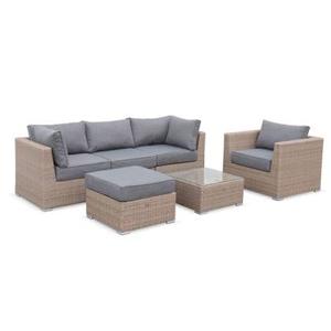 sweeek - Loungeset 5 plaatsen, rond wicker