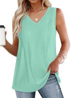 V Neck Casual Plain Loose Tank Top