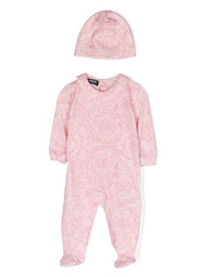 Versace Kids pyjama en coton stretch à logo Barocco imprimé - Rose