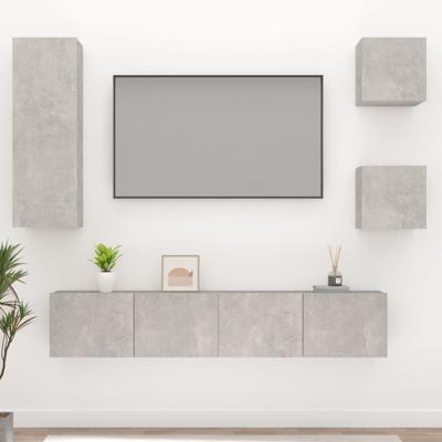 5-delige Tv-meubelset bewerkt hout betongrijs