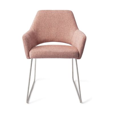 Jesper Home Yanai eetkamerstoel Pink Punch slide steel
