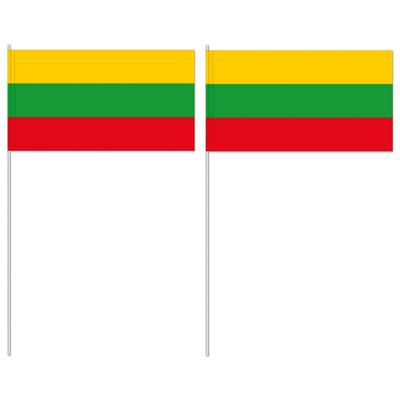 Zwaaivlaggetjes Litouwen vlag - 12 x 24 cm - papier/plastic - handvlaggetje