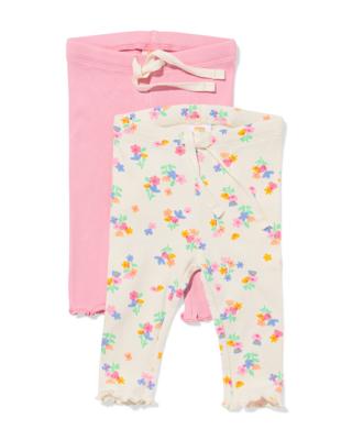 HEMA Babyleggings rib bloemen - 2 stuks ecru (ecru)