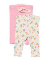 HEMA Babyleggings rib bloemen - 2 stuks ecru (ecru)