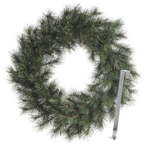 Kerstkrans 60 cm - groen - met zilveren hanger/ophanghaak - kerstversiering - Kerstkransen