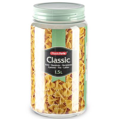 Kunststof keuken voorraadpot/weckpot mintgroen 1.5 liter met deksel