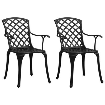 Tuinstoelen 2 st gietaluminium zwart