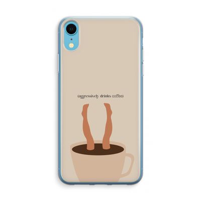 Aggressively drinks coffee: iPhone XR Transparant Hoesje