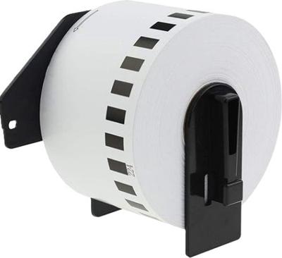 Huismerk Label Tape voor Brother DK-N55224 | 54 mm x 30,48 m | Zwart op wit - Inclusief Houder - 1 stuk