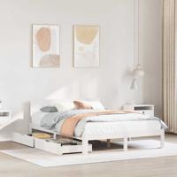 Bedframe met lades massief grenenhout wit 140x190 cm