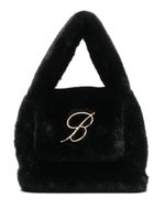 Blumarine mini sac en fourrure artificielle à patch logo - Noir