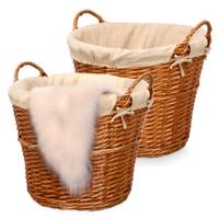 Rieten opberg mand - 2x - gevlochten riet - bruin - 51 x 45 x 28 cm - met hengsels