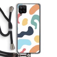 Memphis Shapes Blue: Samsung Galaxy A12 Transparant Hoesje met koord