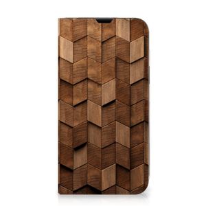 Book Wallet Case voor iPhone 13 Wooden Cubes