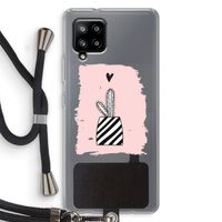 Zwart-wit cactus: Samsung Galaxy A42 5G Transparant Hoesje met koord