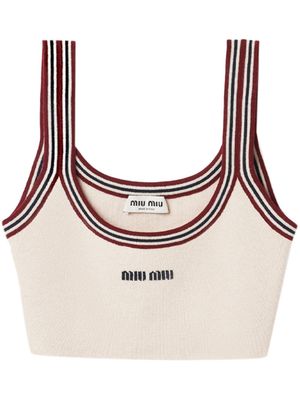 Miu Miu haut crop à bords rayés - Tons neutres
