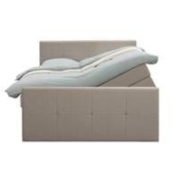 Leen Bakker - Boxspring Met Opbergruimte En Voetbord Liv Geblokt - 180x200cm - Stof - Beige