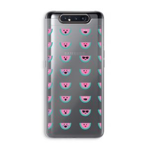 Smiley watermeloenprint: Samsung Galaxy A80 Transparant Hoesje