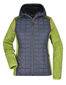 James & Nicholson JN771 Ladies´ Knitted Hybrid Jacket - Kiwi-Melange/Anthracite-Melange - XXL