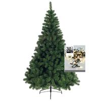 Kunst kerstboom - 180 cm - incl. kerstverlichting lichtsnoer - warm wit - 18 m