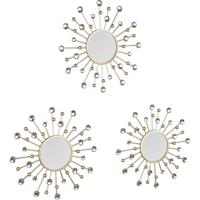 Gouden Hangspiegelset Metaal - Ø25.5cm - 3 Stuks - Luxe Interieurdecoratie