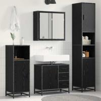 Badkamermeubelset met lade 3 pcs Zwart eiken 65 x 33 x 60 cm