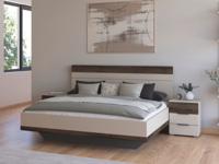 Bed met nachtkastjes SAJORIS 160x200 cm kasjmier/atlantische eik